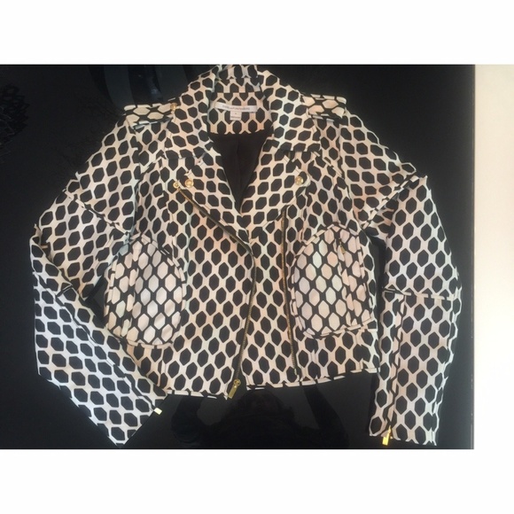 Diane Von Furstenberg Geo Print Biker Jacket - Picture 1 of 7